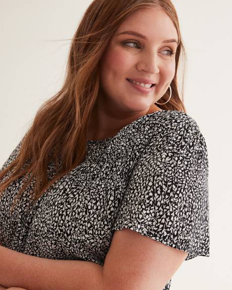 Lightweight Short-Flutter-Sleeve Blouse