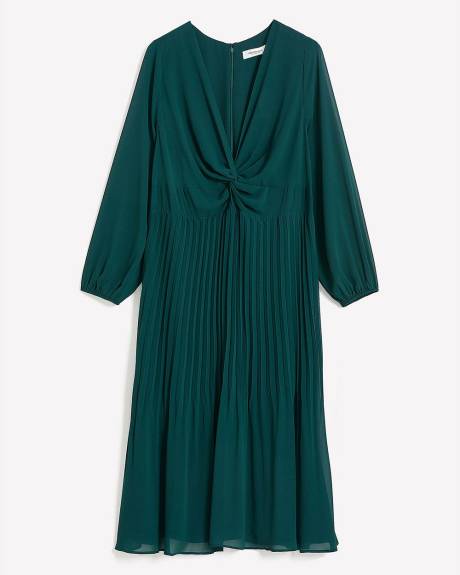 Robe plissée avec noeud torsadé, tissu responsable - Addition Elle