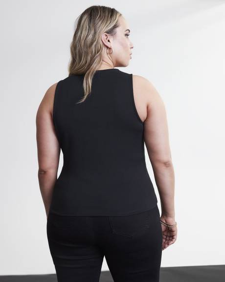 Black Sleeveless Laced-Up Knit Top - Addition Elle