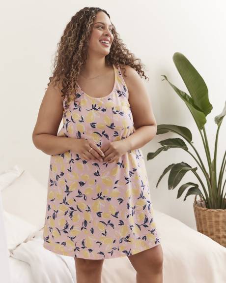 Lemon-Print Sleeveless Short Sleepshirt - ti Voglio