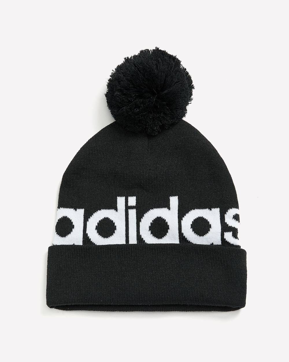 Pompom Ribbed Knit Beanie, Black - adidas