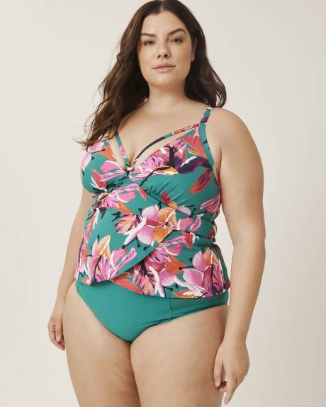 Tankini imprimé avec fines lanières croisées