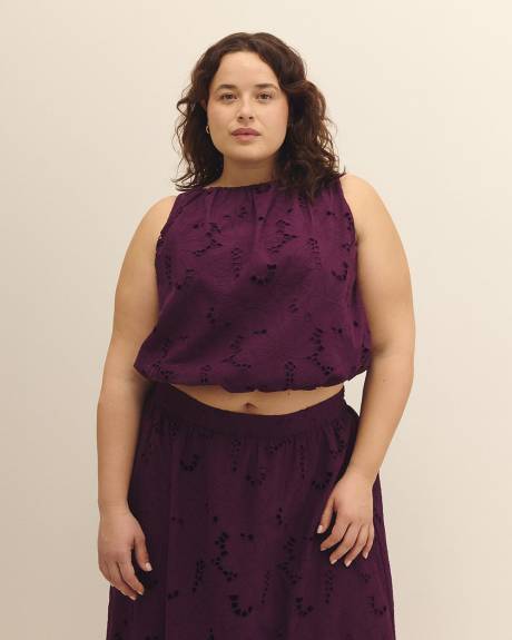 Sleeveless Cotton Shirring Top - Addition Elle