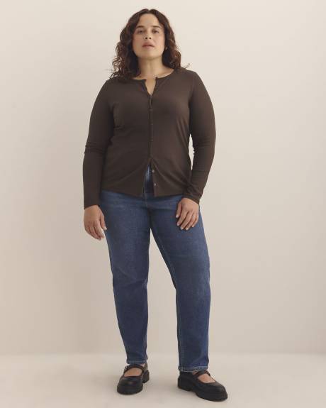 Ribbed Crewneck Cardigan