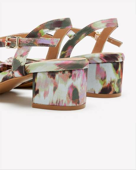 Extra Wide Width, Block Heel Sandal with Pleated Fabric - Addition Elle