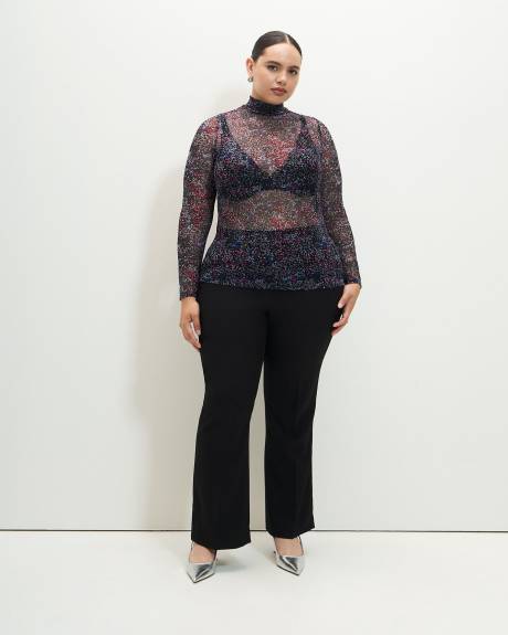 Mesh Knit Top with Mock Neckline - Addition Elle