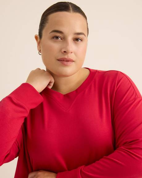 Haut tunique en tricot français avec détails côtelés - Active Zone