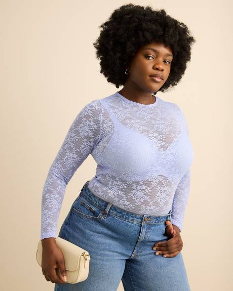 Haut en dentelle &agrave; manches longues - Addition Elle