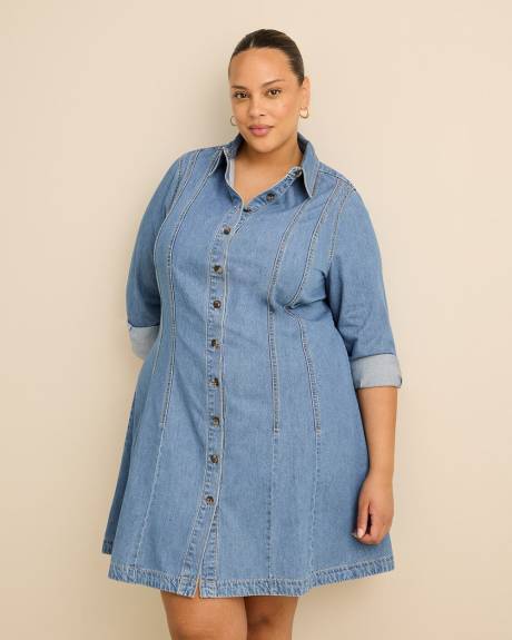 Robe chemise en denim avec manches longues