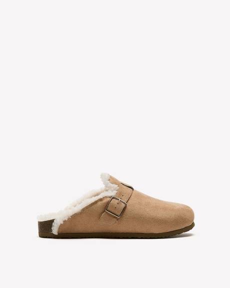 Extra-Wide Width, Faux-Suede Clog with Sherpa Lining