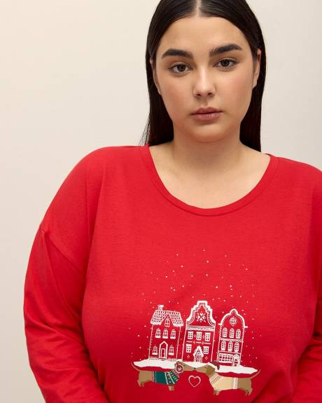 Ensemble-pyjama tunique et legging avec imprimé de chiens-saucisses - ti Voglio