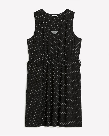 Printed Sleeveless Knit Dress with Ties at the Waist