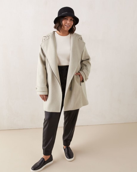 Knee-Length Hooded Wool Coat - Addition Elle
