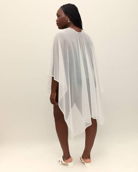 White Striped Mesh Textured Cape