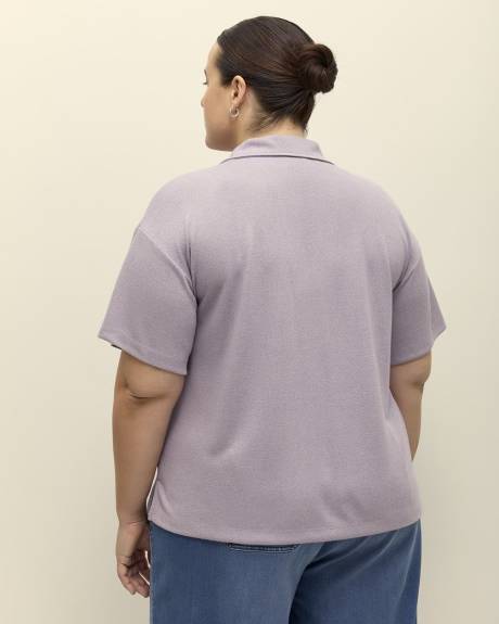 Short-Sleeve Polo Knit Top