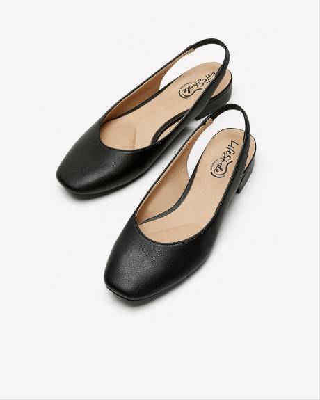 Wide Width, Black Low-Heel Slingback Shoe - LifeStride
