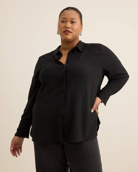 Long-Sleeve Long Tuxedo Shirt