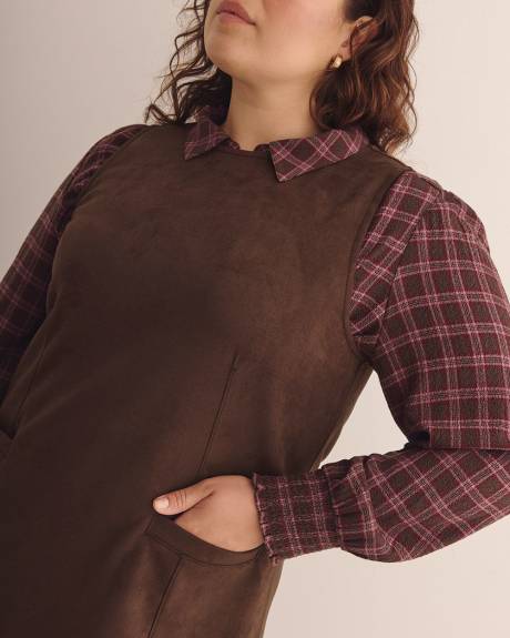 Brown Sleeveless Faux Suede Dress