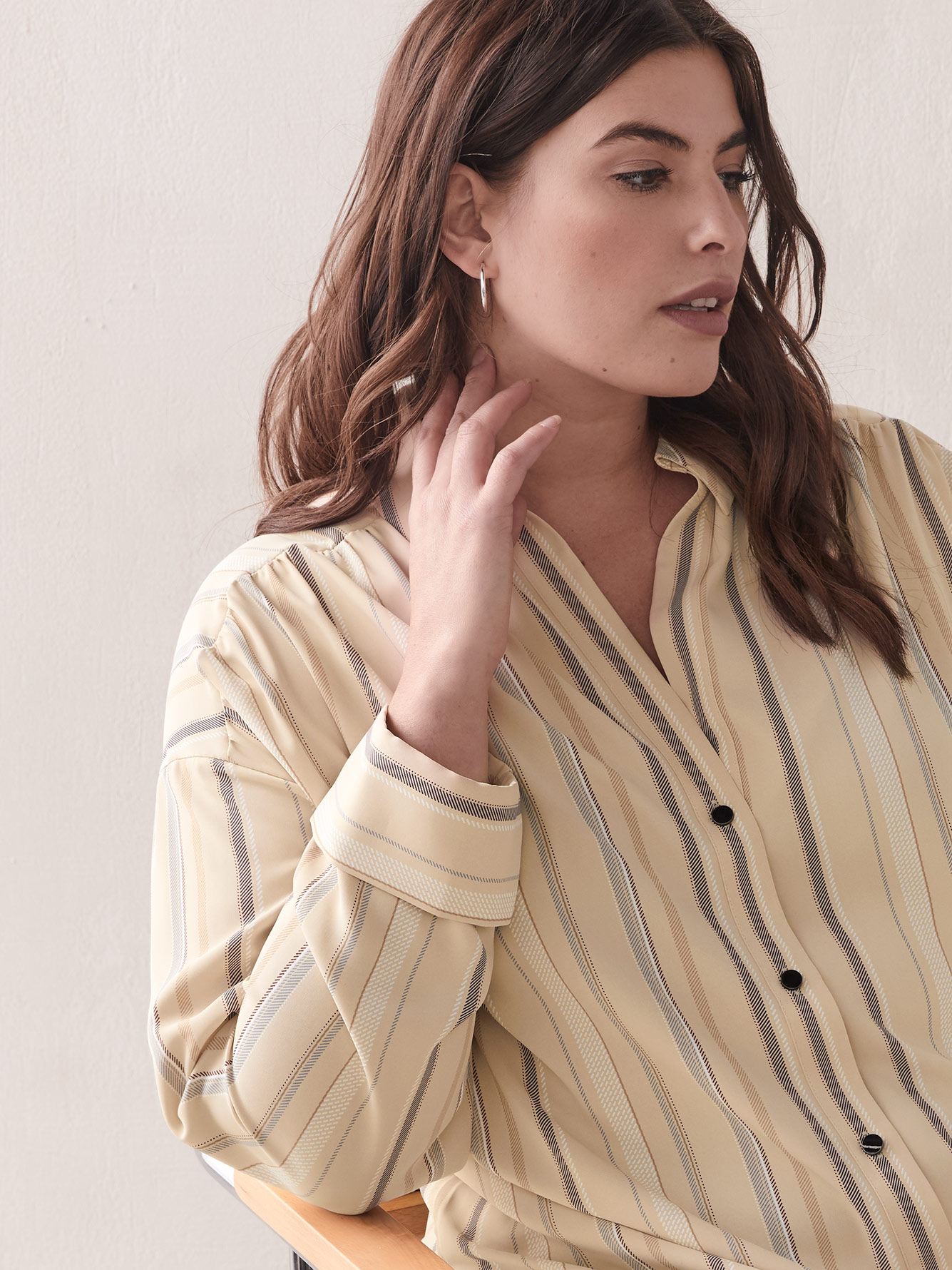 Striped ButtonDown Tunic Blouse Addition Elle Penningtons