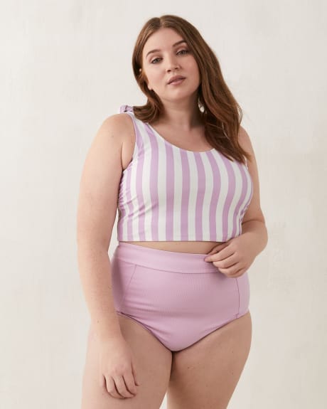 Haut bikini court imprimé en tricot gaufré