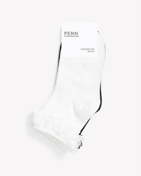 Ankle Socks with Eyelet Trim Details, Pack of 2