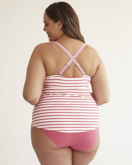 Striped V-Neck Lace-Up Tankini Top