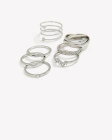 Silver Assorted Rings, Set of 7