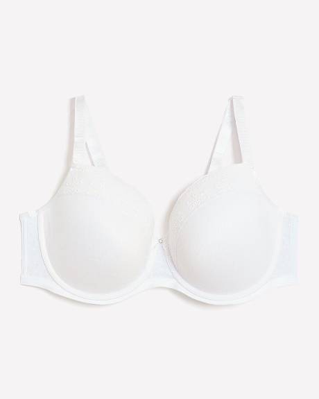 Soutien-gorge balconnet blanc avec maille et broderie, avec armatures - Déesse Collection