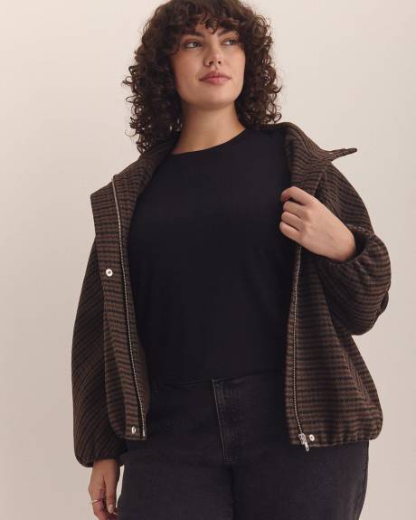 Ribbed Short-Sleeve Swing Top