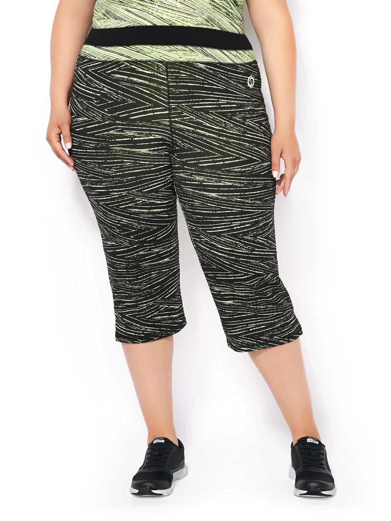 ActiveZone PlusSize Printed Yoga Capri Penningtons