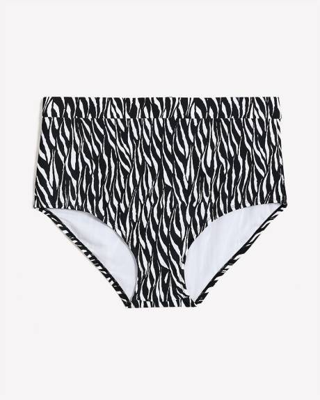 Zebra-Print High-Waisted Island Swim Brief - Raisins Curve