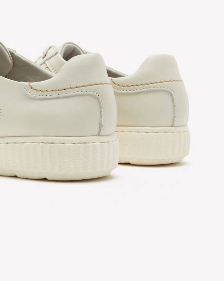 Wide Width, Caroline Janna White Leather Sneaker with Side Zip - Clarks