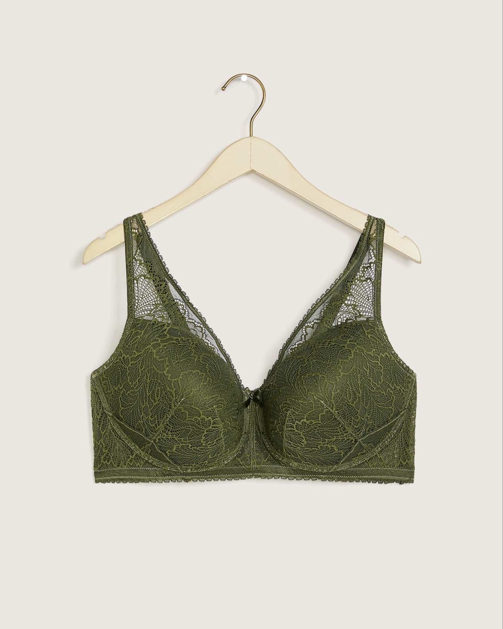 Metallic Lace Bralette - MILITARY OLIVE / S