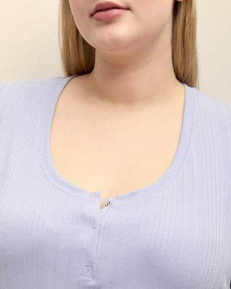 Round Neck Henley Pajama Top - ti Voglio