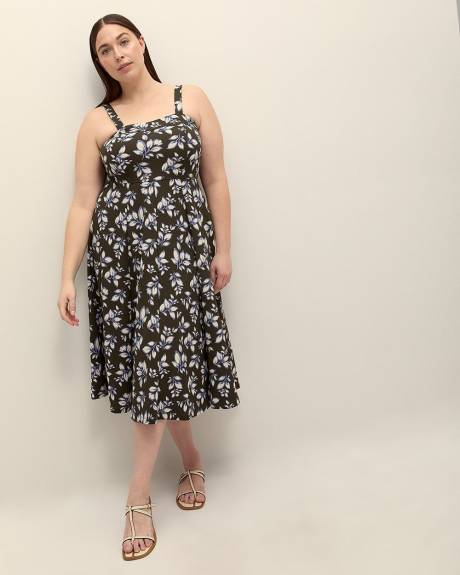 Floral Sleeveless Flared Heart-Shaped Midi Dress - Addition Elle