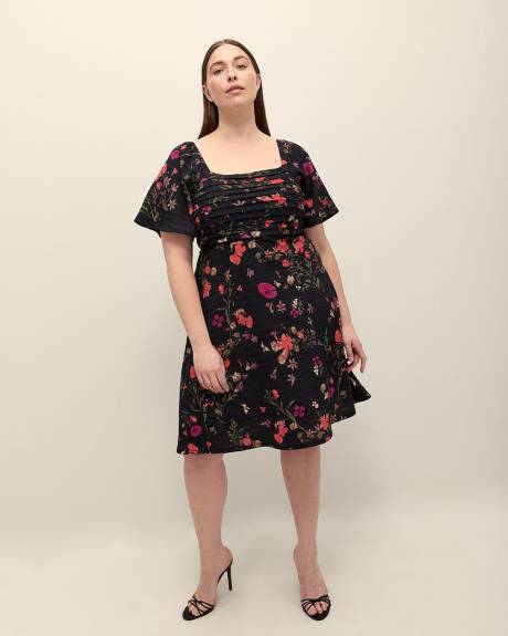 Knit Dress with Front Pleating - Addition Elle