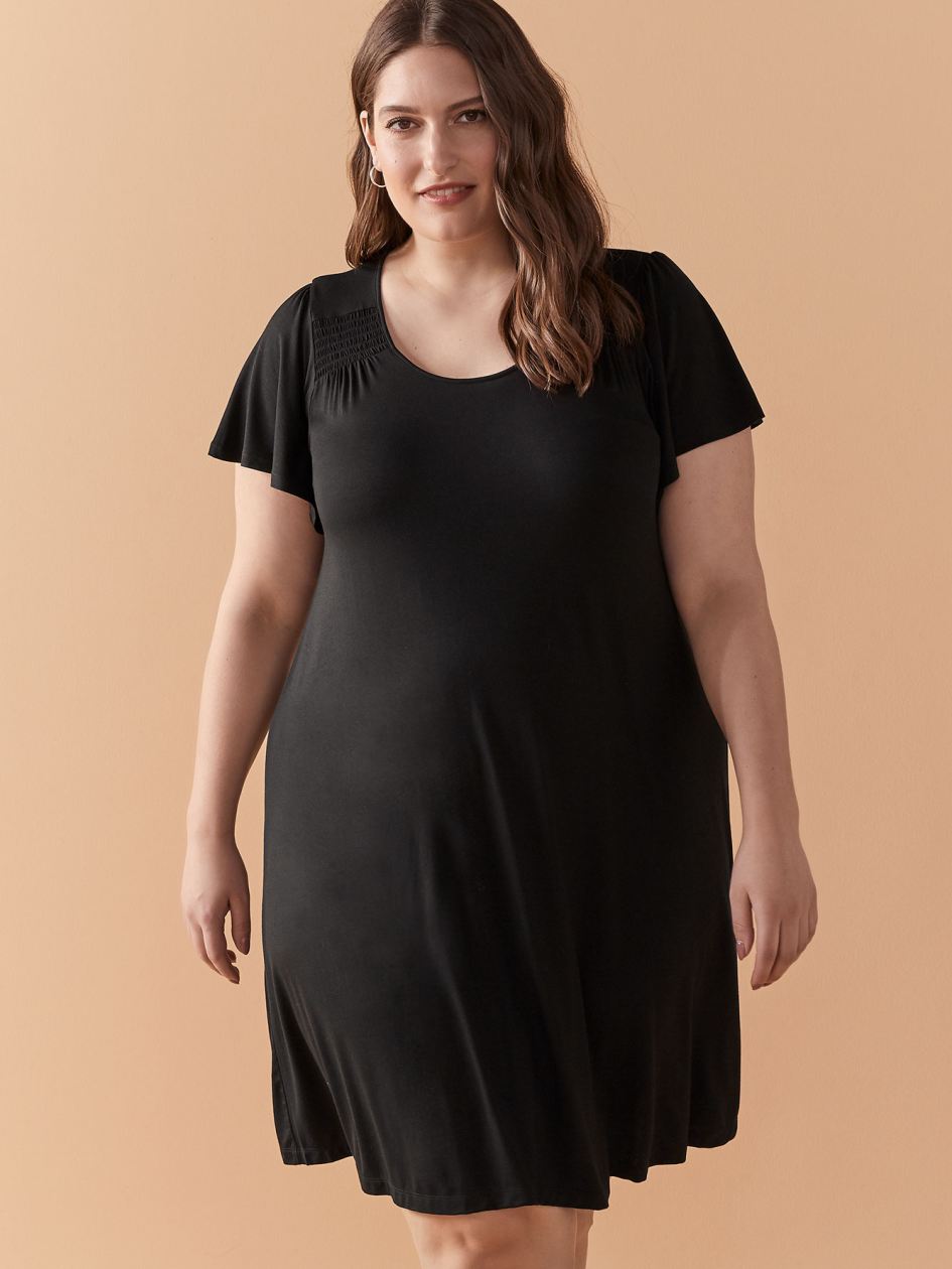 Solid Short Flutter Sleeve Dress - In Every Story | Penningtons