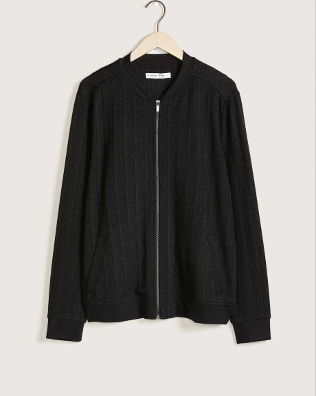 Metallic Bomber Jacket With Zipper Closure - In Every Story