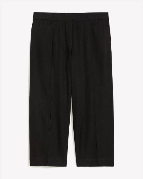 Linen Blend Wide-Leg Cropped Pant
