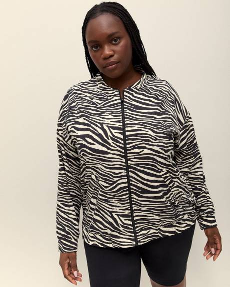 Responsible, Zebra-Print Stretch Bomber Jacket - Active Zone