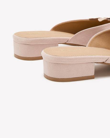 Extra Wide Width, Low Block Heel Slide-In Sandal with Flower