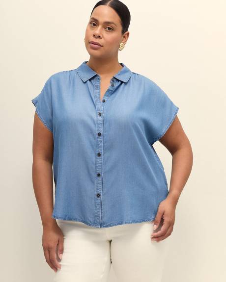Haut boutonné sans manches, tissu responsable