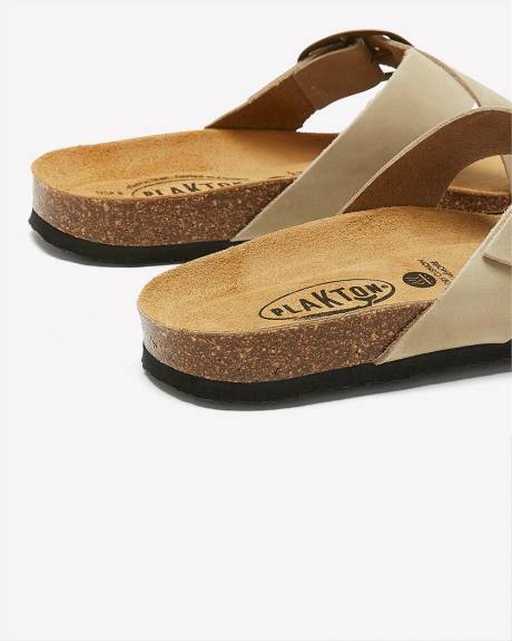 Sandale en cuir Julia à bandes croisées, pied large - Plakton