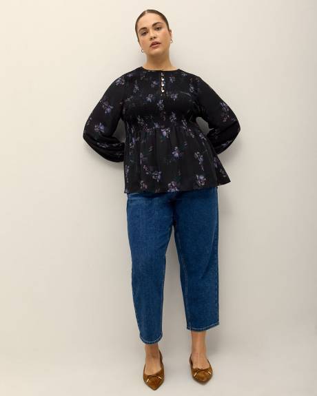 Responsible, Long-Sleeve Blouse with Smocking - Addition Elle