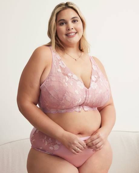 Front-Closure Wirefree Bra with Two-Tone Lace - ti Voglio
