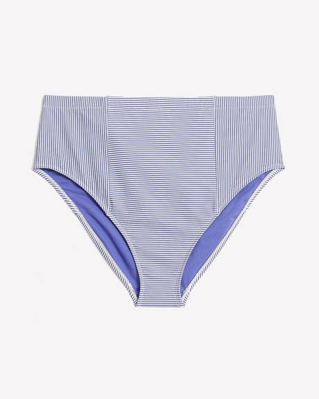 Blue Stripes High-Waisted Swim Brief