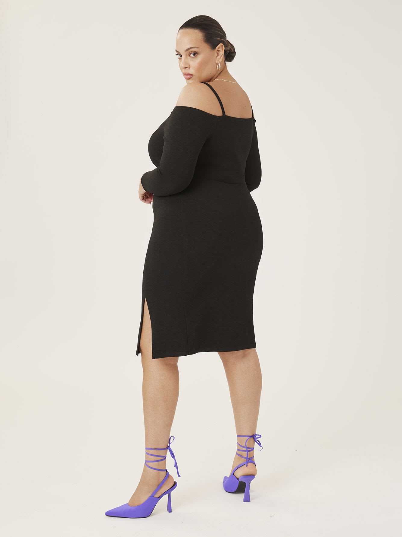 Black Off-the-Shoulder Long-Sleeve Dress - Addition Elle | Penningtons