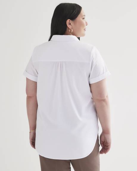 White Short-Sleeve Buttoned Down Tunic