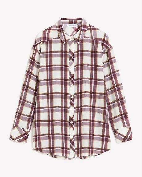 Buttoned-Down Plaid Shirt - Addition Elle