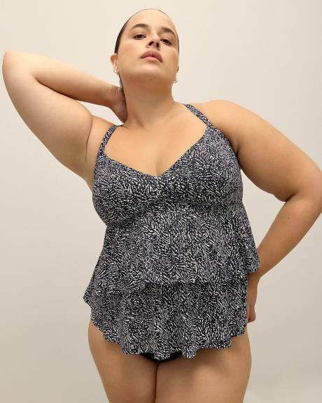 Zebra Ruffled Tankini Top